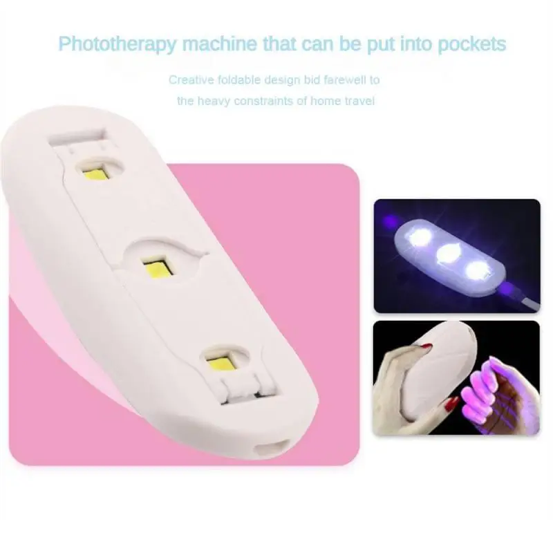 1/2/3PCS 50m Mini UV LED Lamp USB Charging Gel Polish Curing Machine Nail Dryer Foldable Nail Polish Fast Lighting