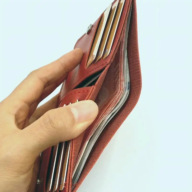 1 x einfarbige kleine Geldbörse aus PU-Leder für Damen, kurze, einfache Geldbörse mit Knöpfen, ultradünne Kreditkartentasche, Münzbörse – Detail 4