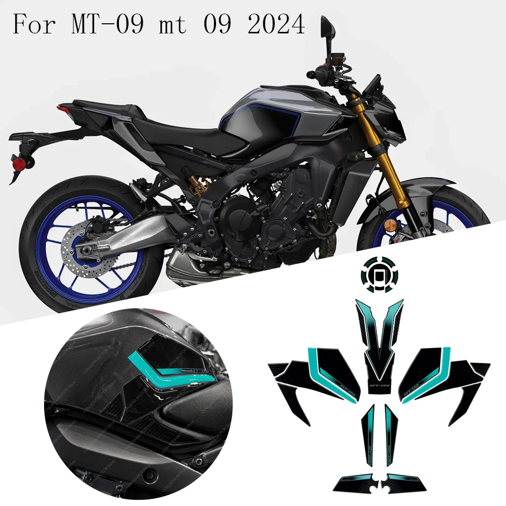 

For MT-09 mt 09 2024 3D Epoxy Resin Stickers Motocycle Tank Pad Sticker Anti Slip Protection Stickers Kit Decals