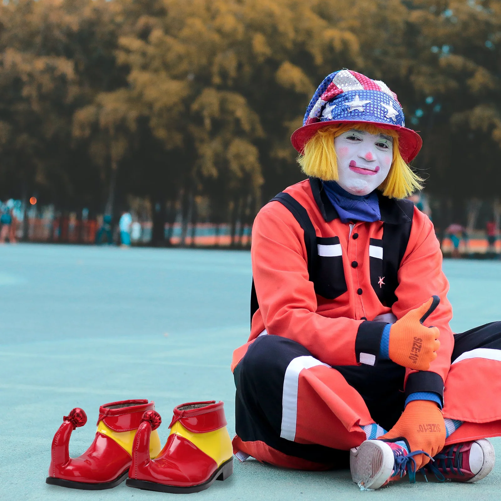 1 paio di scarpe in corno stivali da clown colorati per accessori cosplay per feste di carnevale di Halloween Pu comodi vestibilità ampia ed eleganti