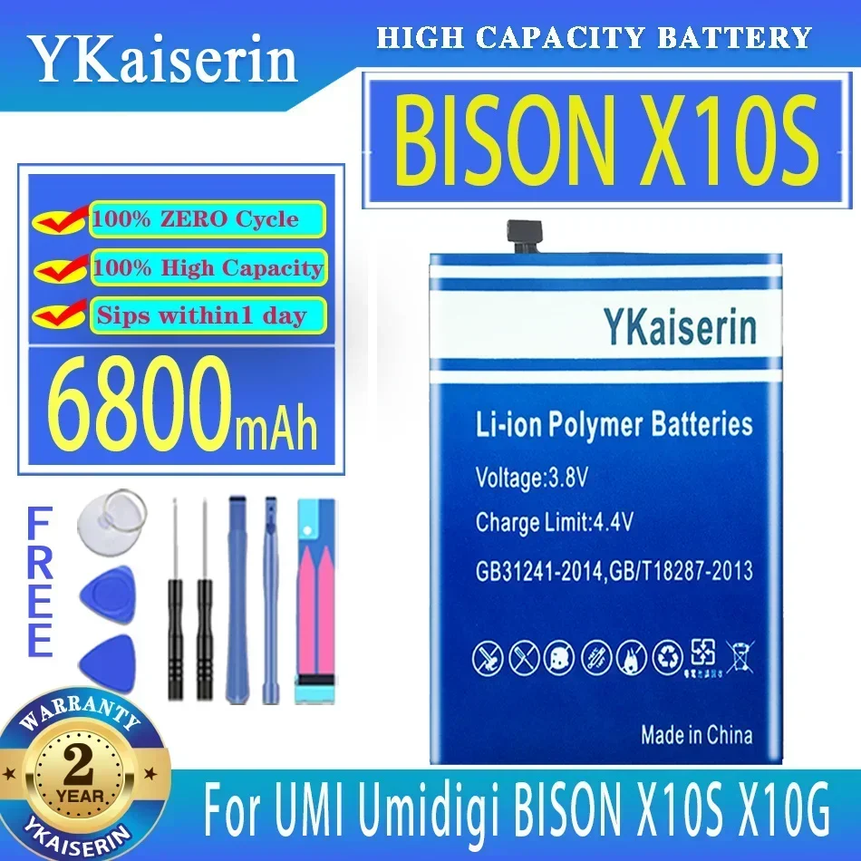 

YKaiserin 6800mAh Replacement Battery For UMI Umidigi BISON X10S X10G Mobile Phone Batteries