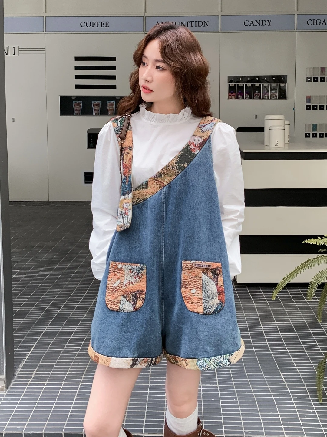 

Корейские джинсовые комбинезоны для женщин, весна 2026, модные, молодежные, свободного кроя, с карманами на талии