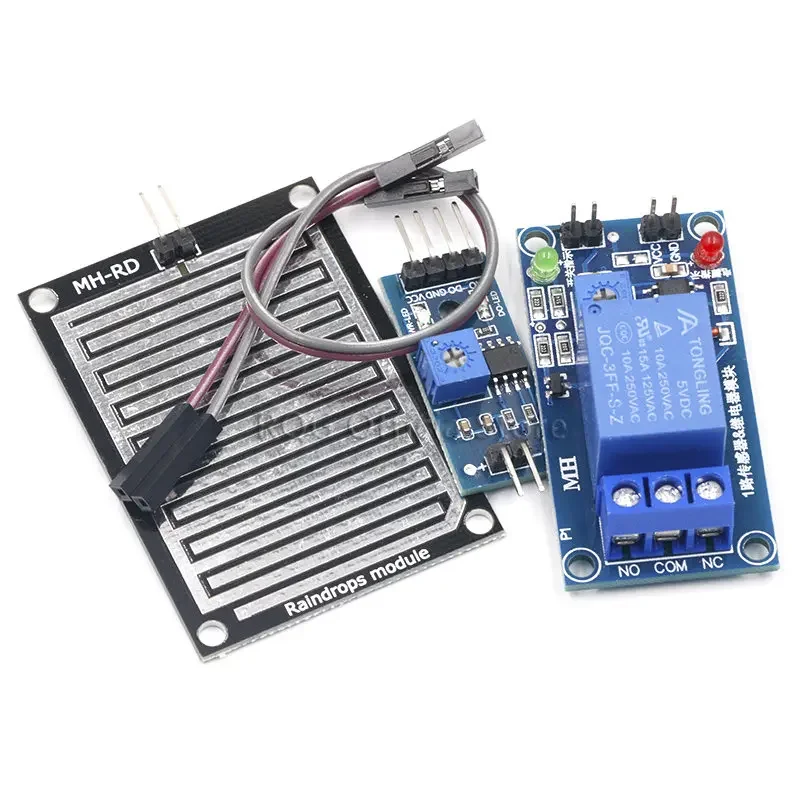 Rain water sensor module + DC 5V 12V Relay Control Module Rain Sensor Water Raindrops Detection Module for Arduin0 robot kit