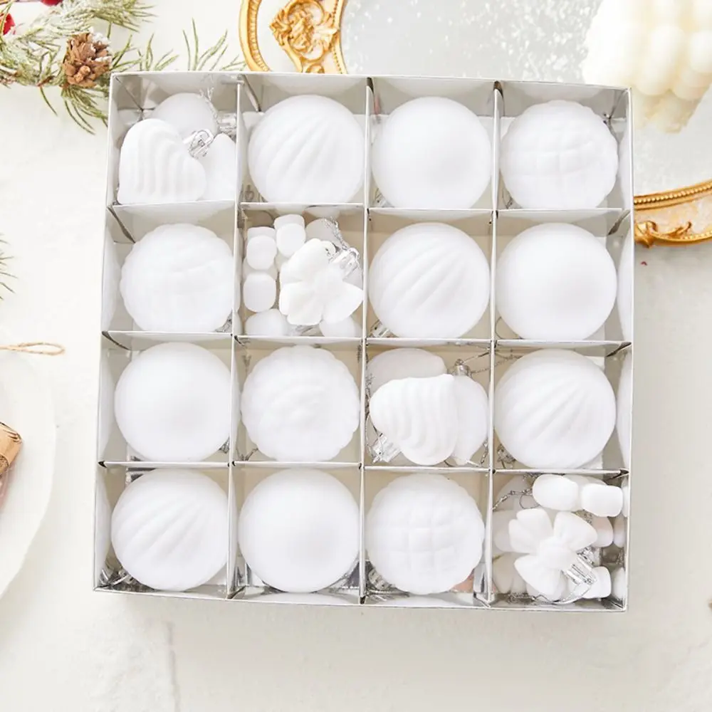 

Plastic Flocking Christmas Ball Pendant Reusable Shatterproof Christmas Hanging Balls Elegant Xmas Tree Ornaments Party Favors