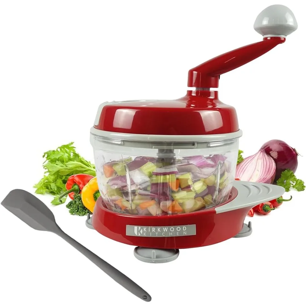 

KIRKWOOD KITCHEN Multi-function Manual Food Processor Kitchen Meat Grinder Vegetable Chopper, Slicer Spinner Dicer Fruits, Herbs