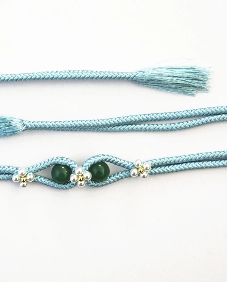 着物帯-瑪瑙ビーズウエストコード-浴衣フォーマル着物用、伝統的な装飾サッシュ-マルチカラー