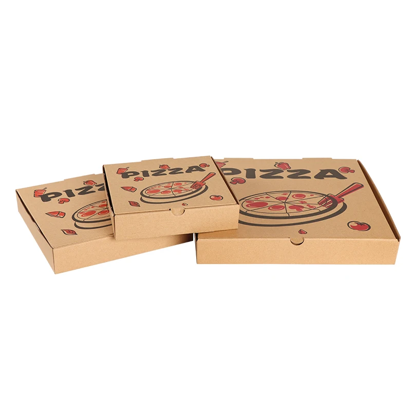 Op Maat Gemaakte Producten Gegolfd Papier Op Maat Bedrukt Zeshoekige Diepte B-Fluit 7 "-16" Inch Pizzadoos Pizza