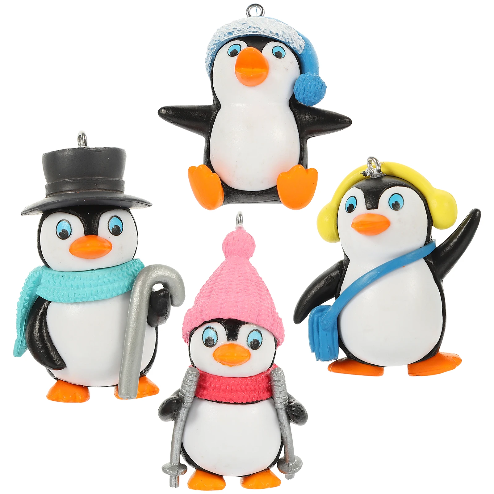 

2pcs Floating Ski Penguin Aquarium Decor Cute Fish Tank Ornament PVC Material Lightweight Wear-Resistant Cartoon Penguin Figure