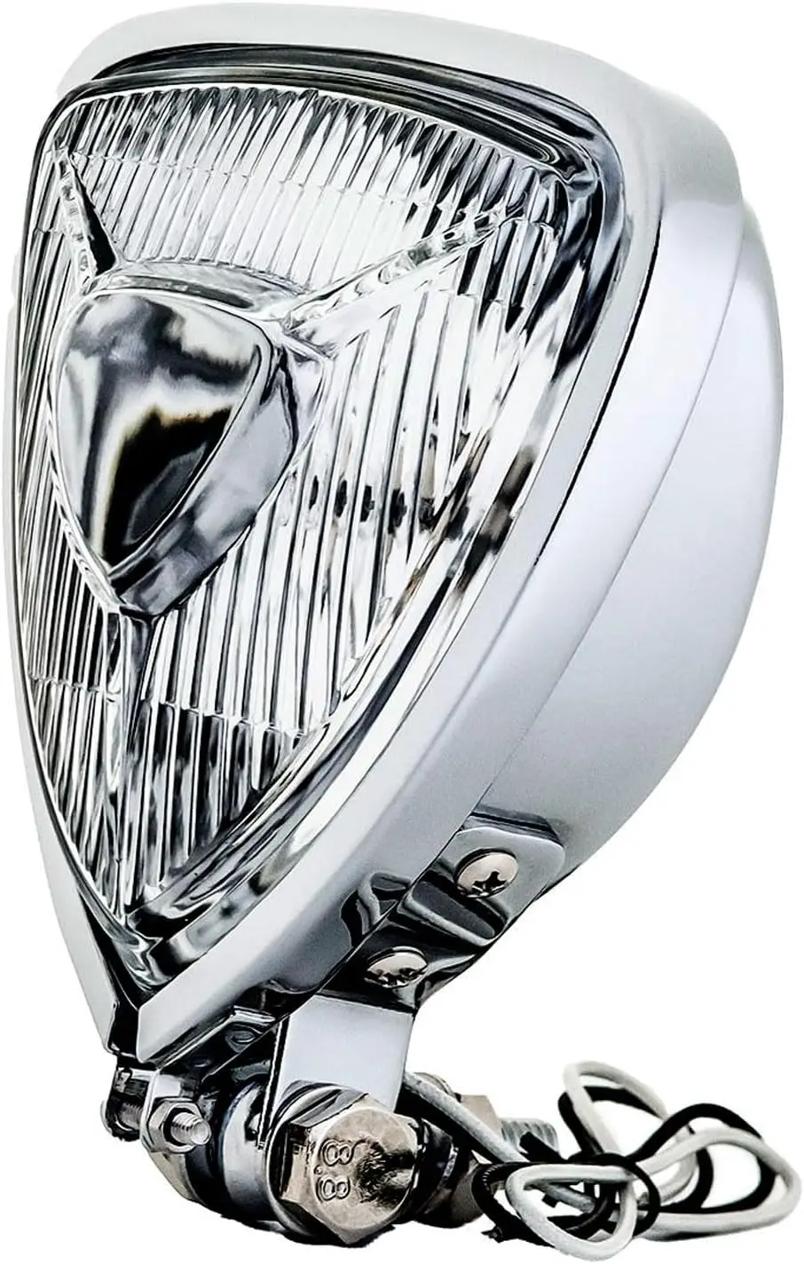 

Vintage Motorcycle Headlight Upgraded Front Spotlight Lamp, Custom Triangle Chrome Head Light