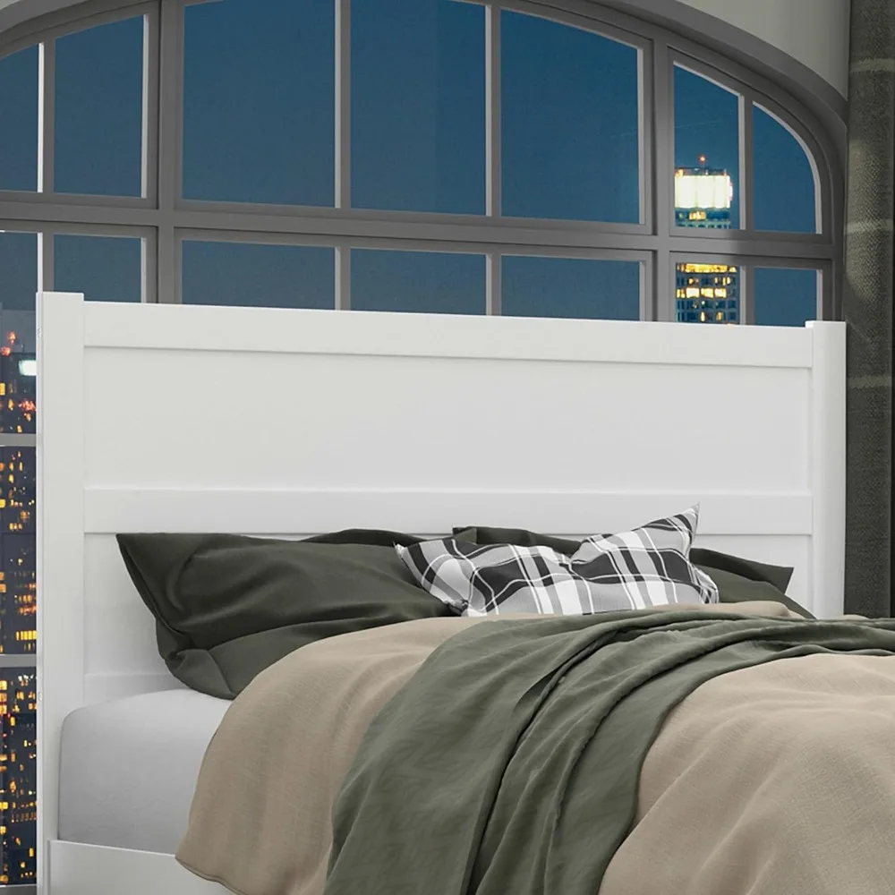 

NoHo Solid Wood Panel Headboard, Queen, White