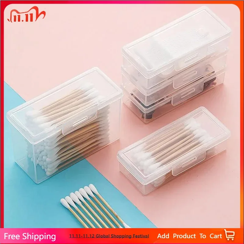

Portable Storage Box Travel Transparent Medicine Box Cotton Swab Holder Case Jewelry Organizer Dust-proof Container Accessories