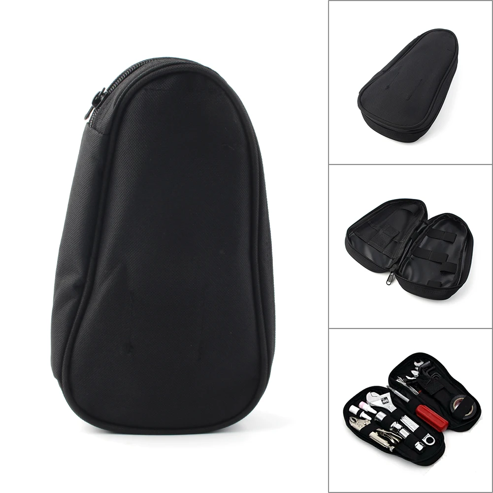 Black Motorcycle Waterproof Oval Nylon Tour Tool Bag Pouch for Harley Road King Touring Saddlebag （No tool included）