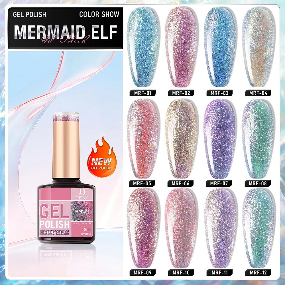 Sparking aurora roxo unha gel polonês uv gel unha polonês flash glitter verniz semi permanente arte do prego manicure embeber fora 8ml