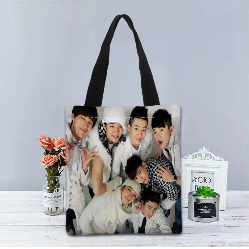 2PM KPOP Handbag Shopping Bag Reusable Eco Large Unisex Canvas Fabric Shoulder Bags Tote Grocery Cloth Pouch 2.16