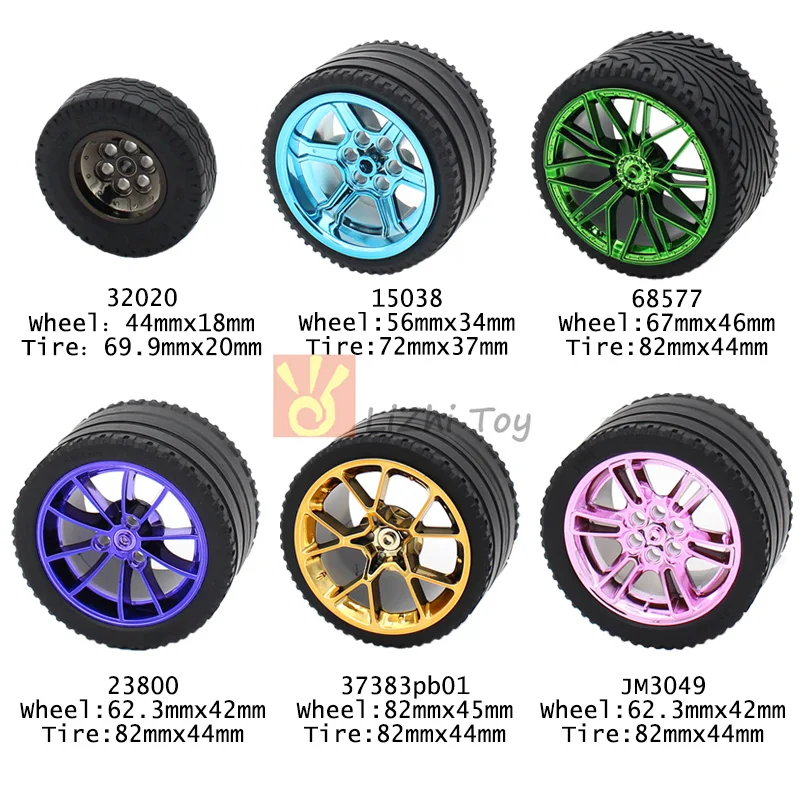 High-Tech MOC Building Blocks Bricks 37383 68577 Straight Tread Plating Electroplated Wheel Hub 23799 Tyre ZR Racing Large Car