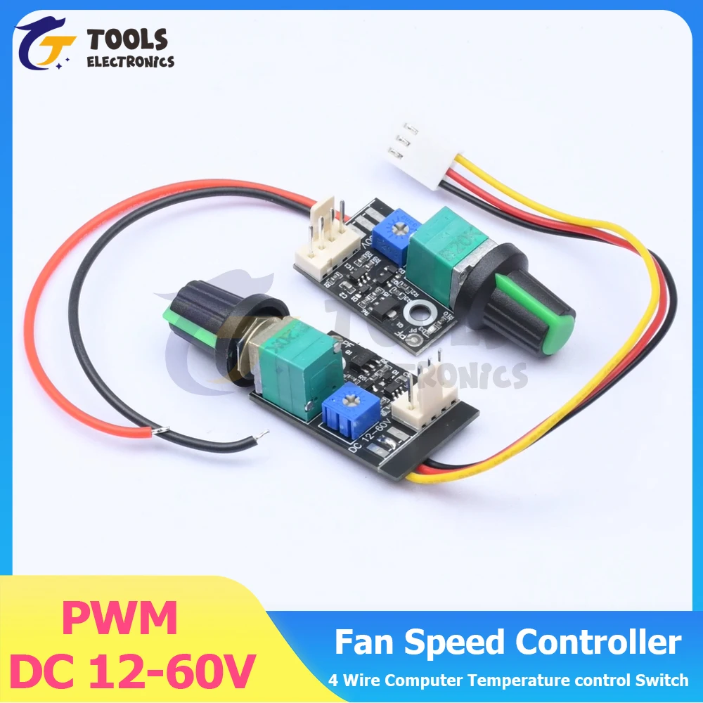 

DC 12-60V PWM Fan Speed Controller 4 Wire Computer Temperature control Switch Fan Speed governor for Cooler Fan