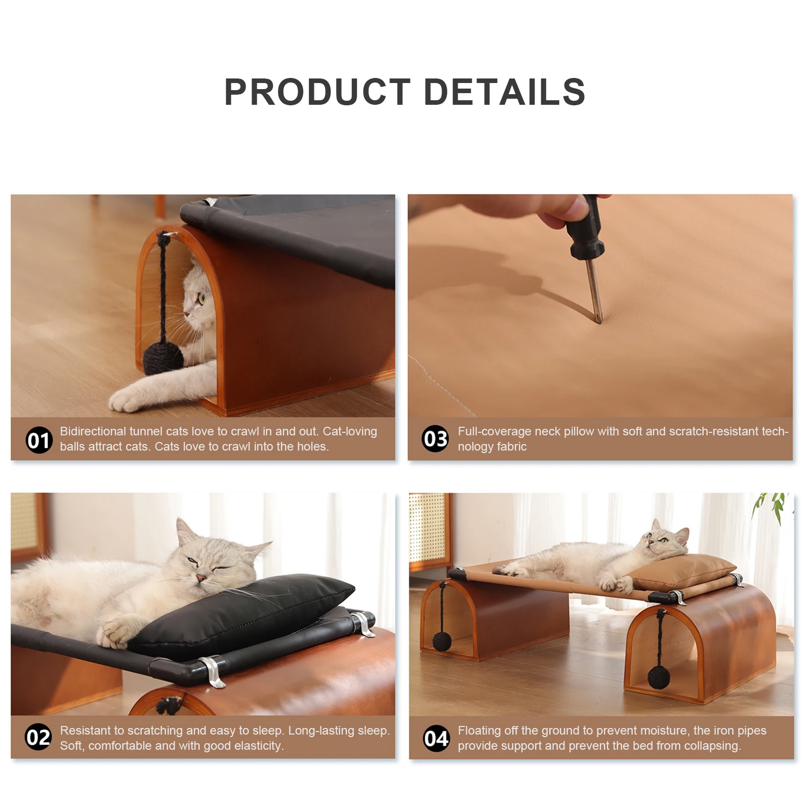 

2-in-1 Tunnel Pet Camp Bed Collapsible Pet Sleeping Bed Washable Mesh Cover Cat Tunnel Bed Breathable for Puppy Rabbit Ferret