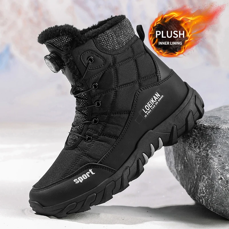 2025 Winter New Style High-Top Men's Fleece-Lined Thickened Comfortable Snow Boots - Outdoor Versatile Warm Shoes & Fashionable