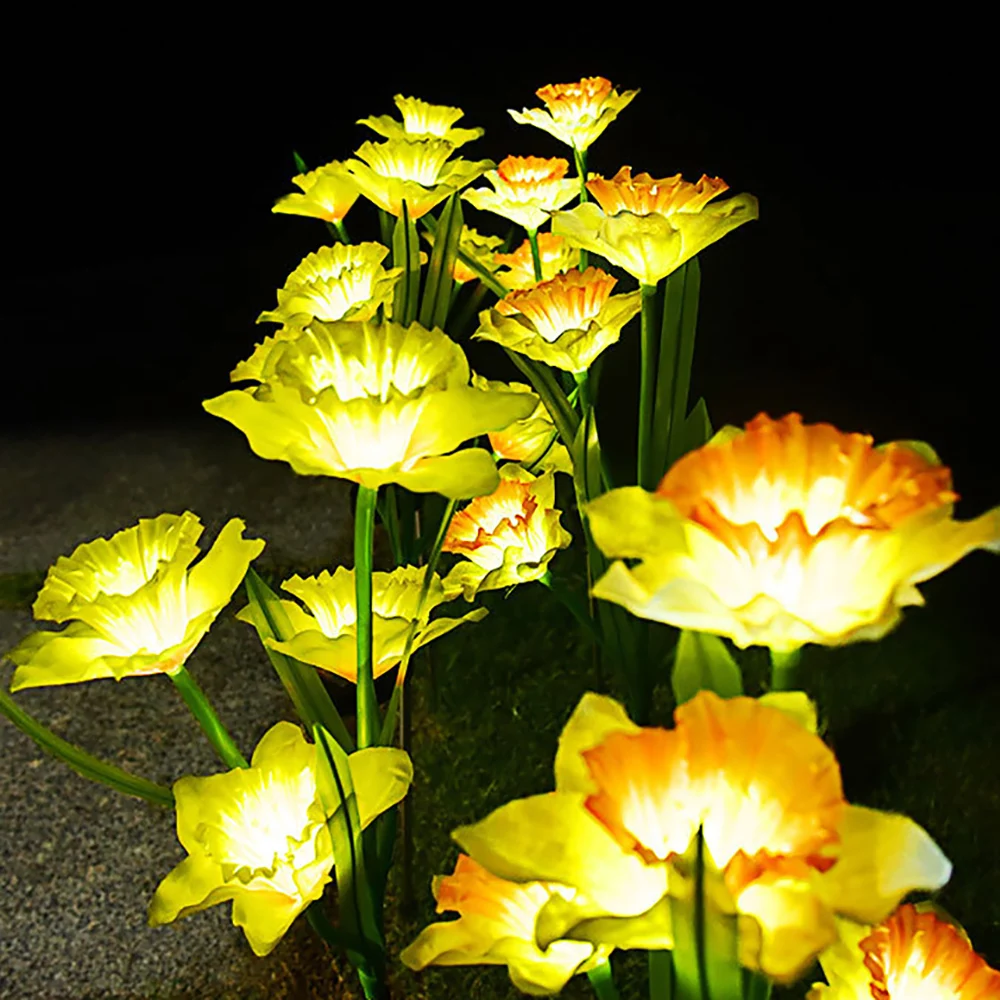 

Solar Lights for Garden Decoration Daffodil Flower LED 4 Heads Outdoor Lawn Lamp for Yard Pathway Backyard Patio Walkway Decor