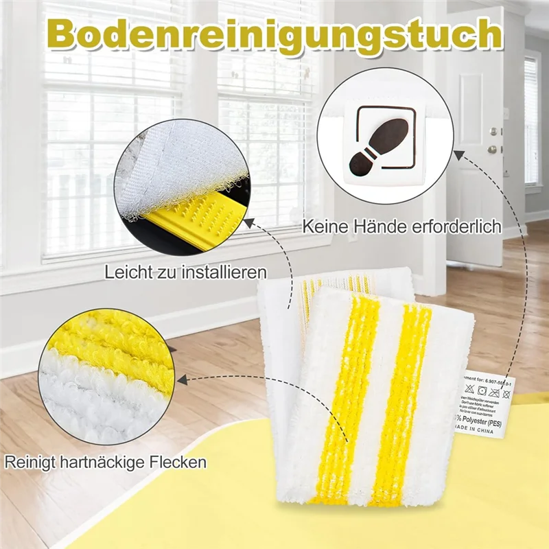 A84G-10PCS Microfibre Floor Cloth & Hand Nozzle Pads For Karcher Easyfix SC1 SC2 SC3 SC4 SC5 Steam Cleaner Microfibre Cloths