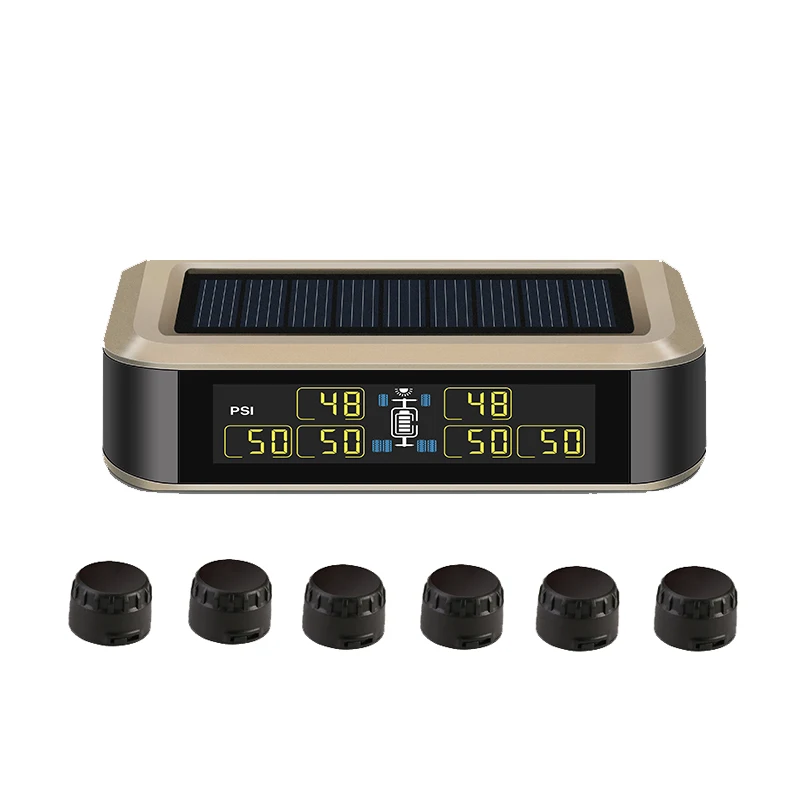 태양광 TPMS RV 트럭 타이어 압력 경보 모니터 시스템 타이어 온도 디지털 디스플레이 자동 보안 경보 시스템 6개 센서 포함