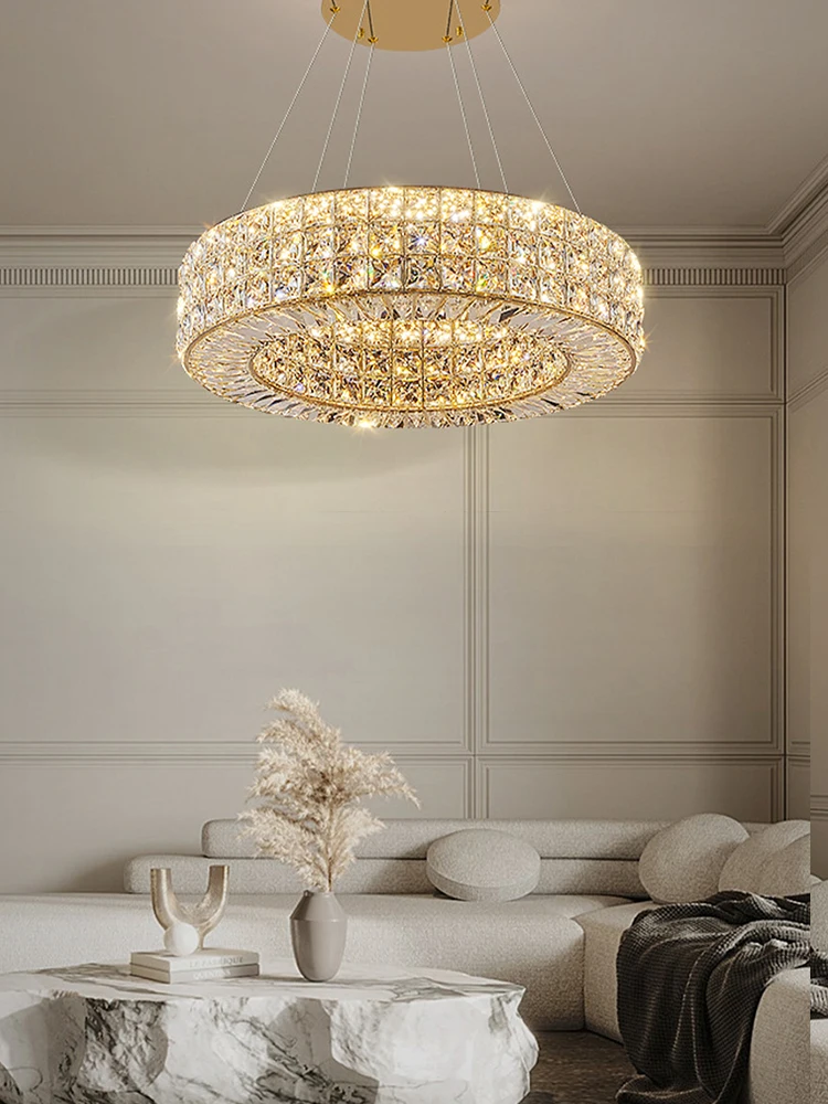 

High Quality K9 Crystal Round Ceiling Chandeliers LED Hanging Lamp for Ceiling Suspension Luminaire Lampen light for Living Room