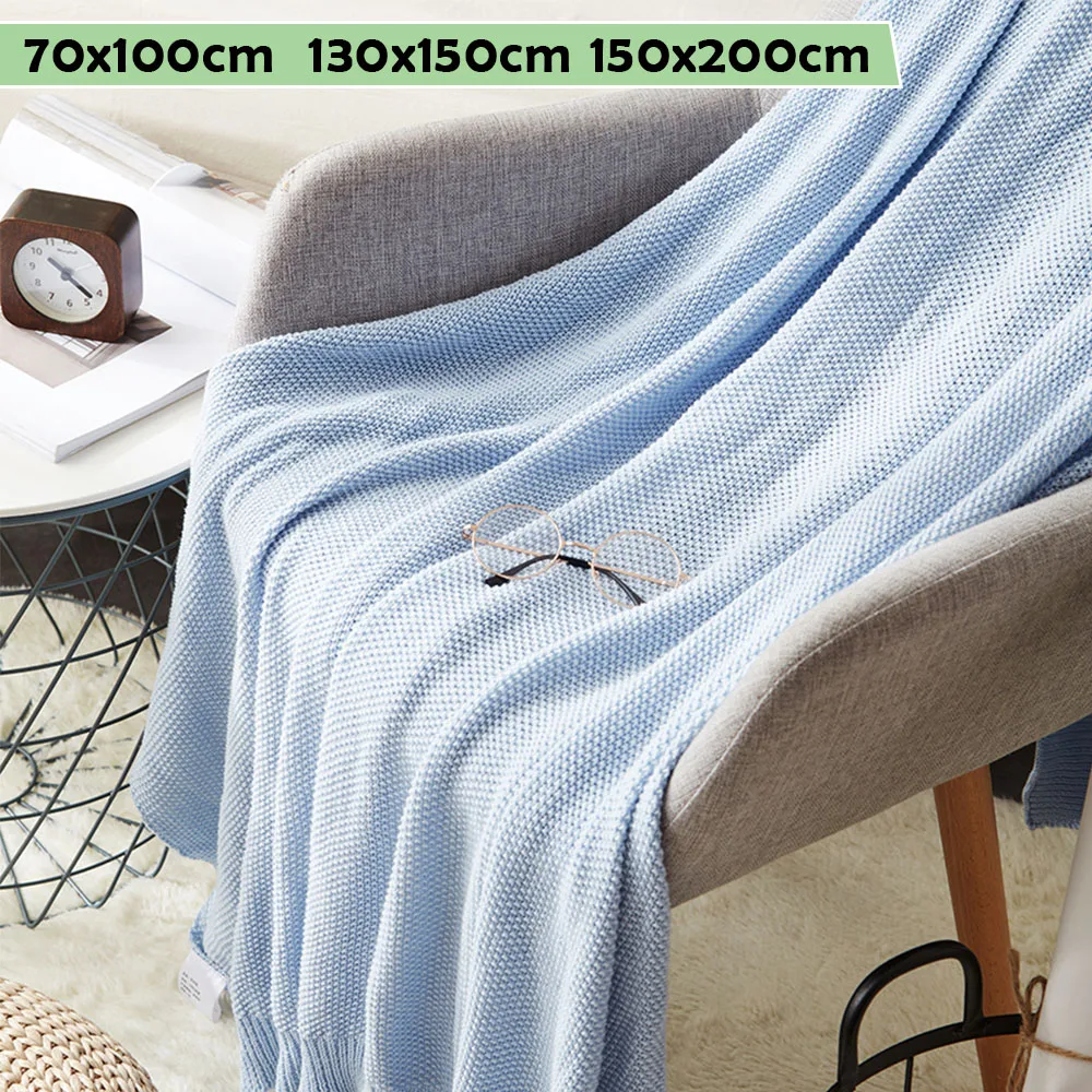 

Pure Cotton Knitted Blanket Large Size Nap Blanket Soft Comfortable Warm Microfiber Blanket For Sofa Bed Travel Home Room Office