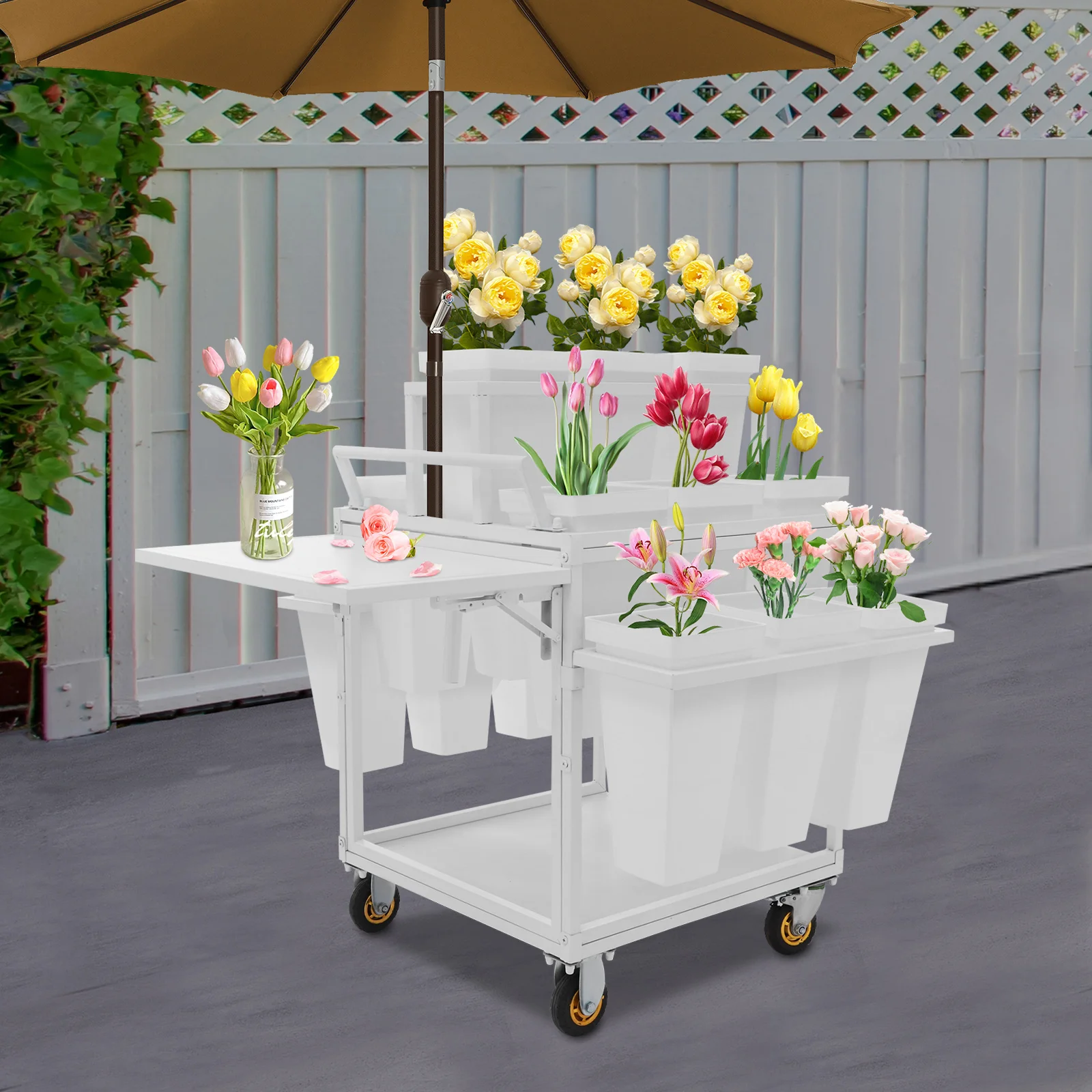 

White 6-Tier Flower Display Stand Metal+PP-Rust Removal Treatment For Sturdiness&Wear Resistance 88.18-99.2Lbs Max Load Capacity