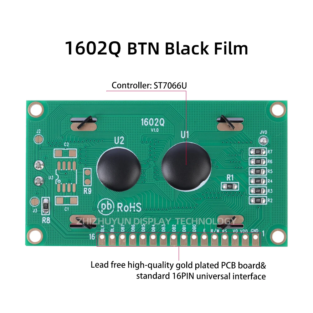 Módulo de exibição LCD com alfabeto russo, filme preto Btn, texto roxo, tela de fonte inglesa, I2C, 1602Q