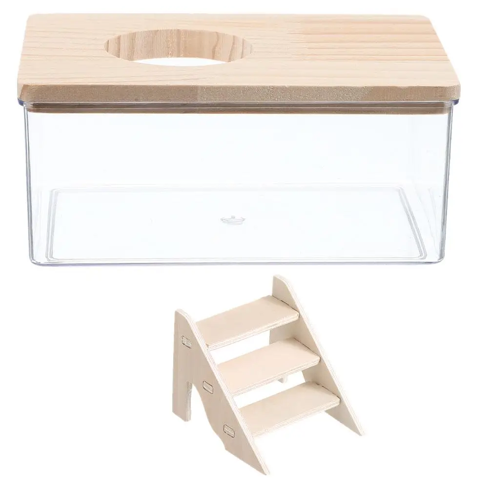 

Bathroom Animal Hamster Dust Bath Cage Accessories Ladder Tray Dust Bath Hamster Sand Bathroom Set Container Supplies Box