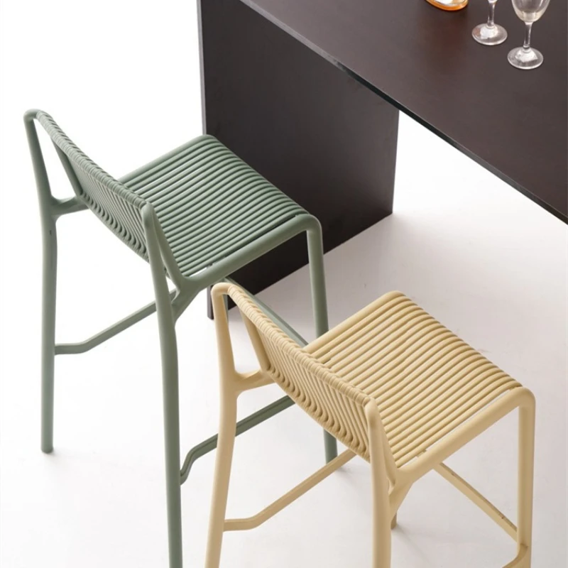 Nordic simple bar chair light luxury plastic bar chair stackable high stool Internet celebrity bar stool outdoor back chair