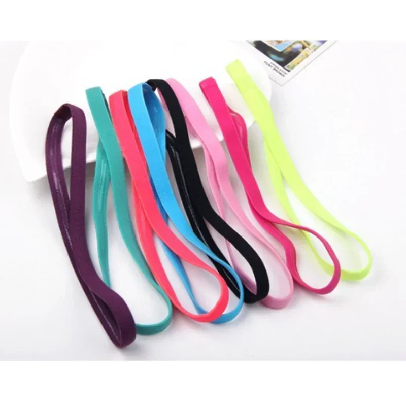 5Pcs Candy Color Women Men Yoga Hair Bands Sports Headband Non-slip Running Elastic Rubber Sweatband Football Hair Accessories