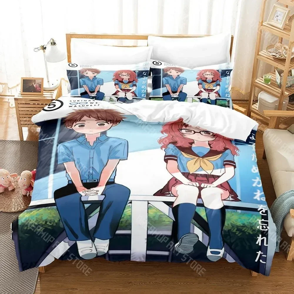 Exquisite 3d Print Girl I Like Forgot Her Glasses Bedding Set Cartoon Anime Three-piece Set Adult Kid Bedroom Duvet Cover Sets