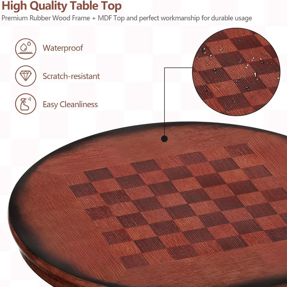 Conjunto de mesa de bar giratória de madeira de 3 peças com base de pedestal e tampo redondo, ideal para área de pub em casa