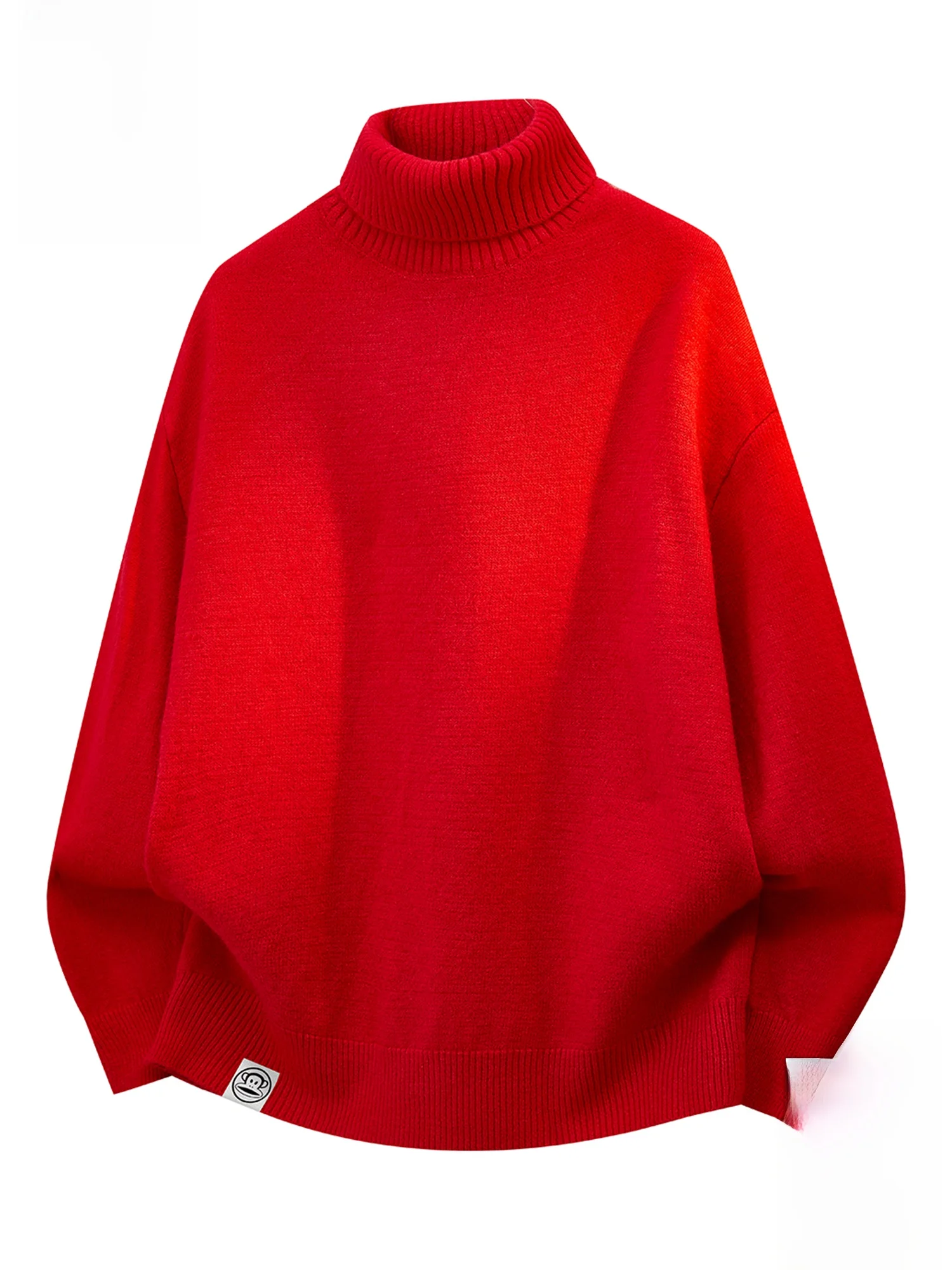 

PaulFrank High Collar Knitted Sweater for Men Casual Springwear Red Colorable Leisure Faionable Midweight Long Sve