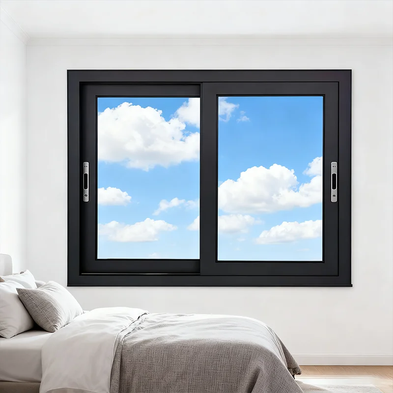 

Bedroom Silent Lockable Manual Sliding Sunshade Window Aluminum Alloy Frame Hurricane Impact Resistant Sliding Glass Windows