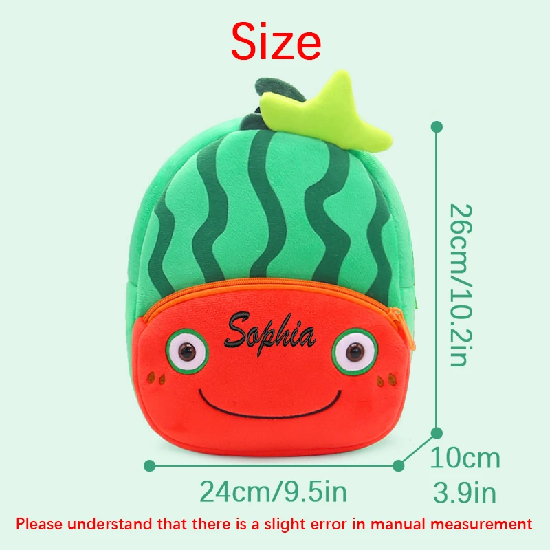 Customised embroidery/Standard style 2 options，  Plush cartoon fruit and cute plant design backpacks for back-to-school season!