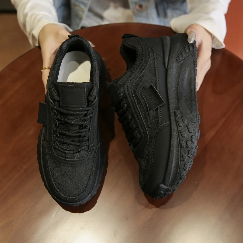 New fashionable, trendy and versatile casual shoes, round toe thick-soled height-increasing casual sports shoes, dad shoes