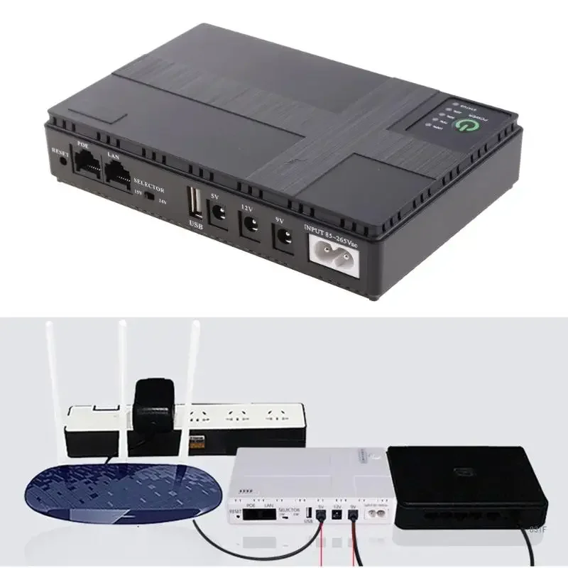 

8800/10400mAh DC UPS Battery Backup 5V 9V 12V 2A 15V 24V 1A Output Uninterruptible Power Supply 85‑265V UPS Battery Backup