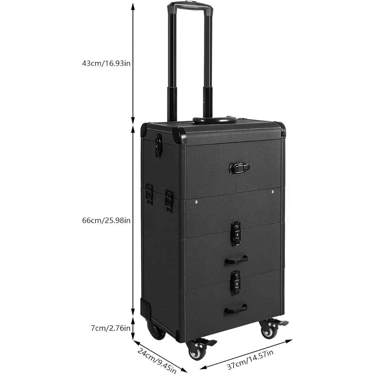 Professional Rolling Makeup Case, Large Capacity Cosmetic Train Case with Wheels & Pull Handle, Mobile Storage Box for Salon view 6