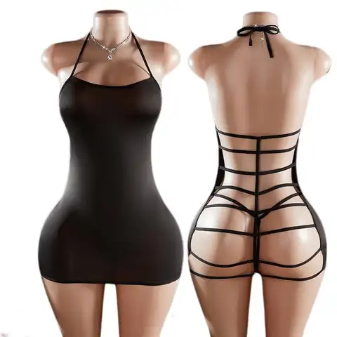 Erotic Babydolls Underwear Porn Curved Tight Fitting Suspenders Sex Hollow Out Transparent Nightdress Women Dress Sexy Lingerie