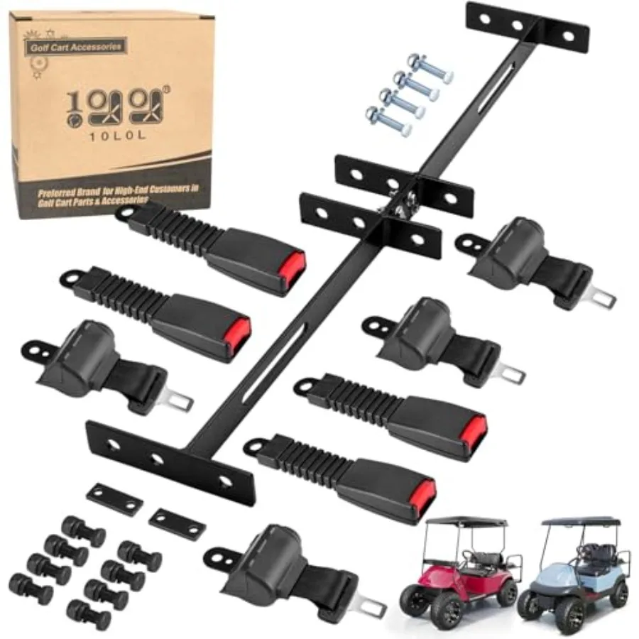 

4 Passenger 2+2 Golf Cart Seat Belt Kit for EZGO Yamaha Club Car Fits Front Rear Seat with Bracket