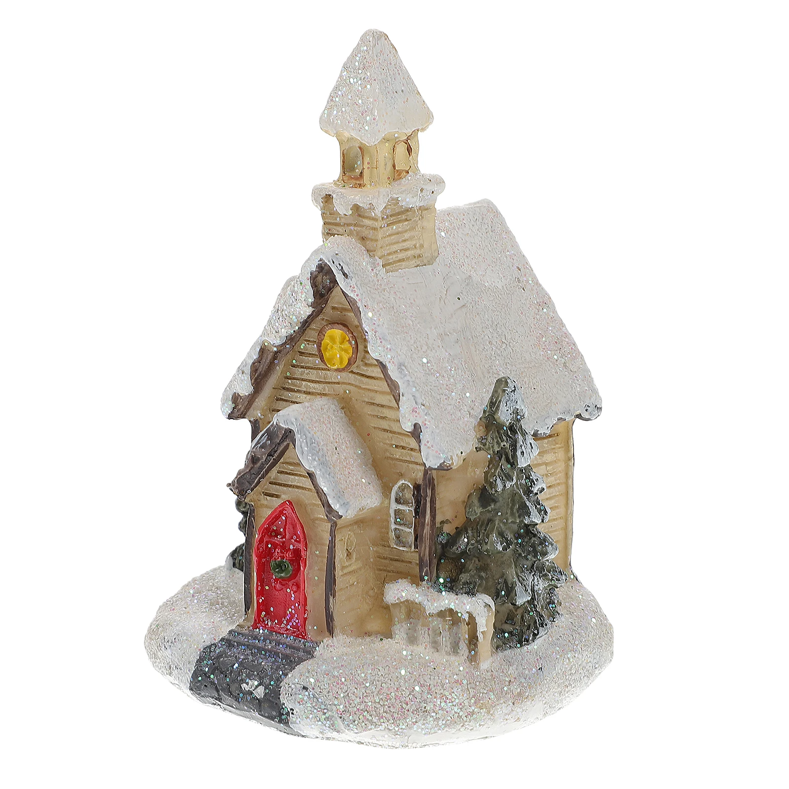

Luminous Christmas House Resin Small House Decorations Miniature Village Xmas Desktop Ornament Micro Landscape Gift For Family