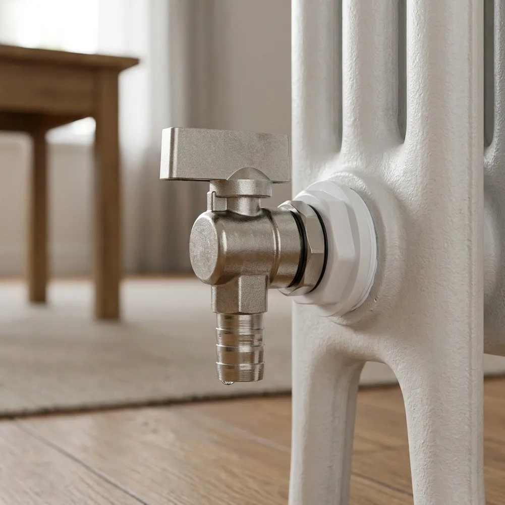Die-Cast Aluminum Drain Valve for Radiators and Heat Exchangers Featuring Optimized Flow Path and Reliable Manual Operation