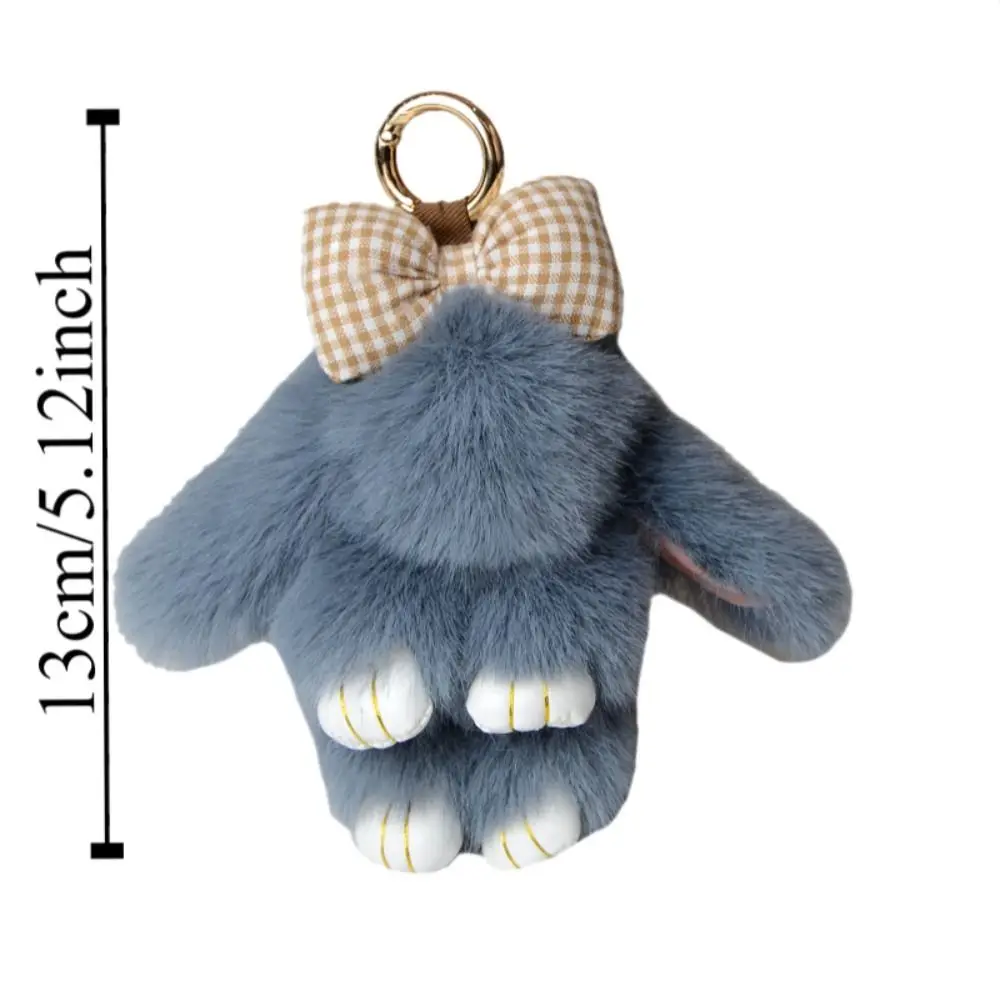 Saco acessórios moda pluff coelho chaveiro adorável bonito jogar coelho morto boneca bowknot 13cm pele de coelho chaveiro namorada