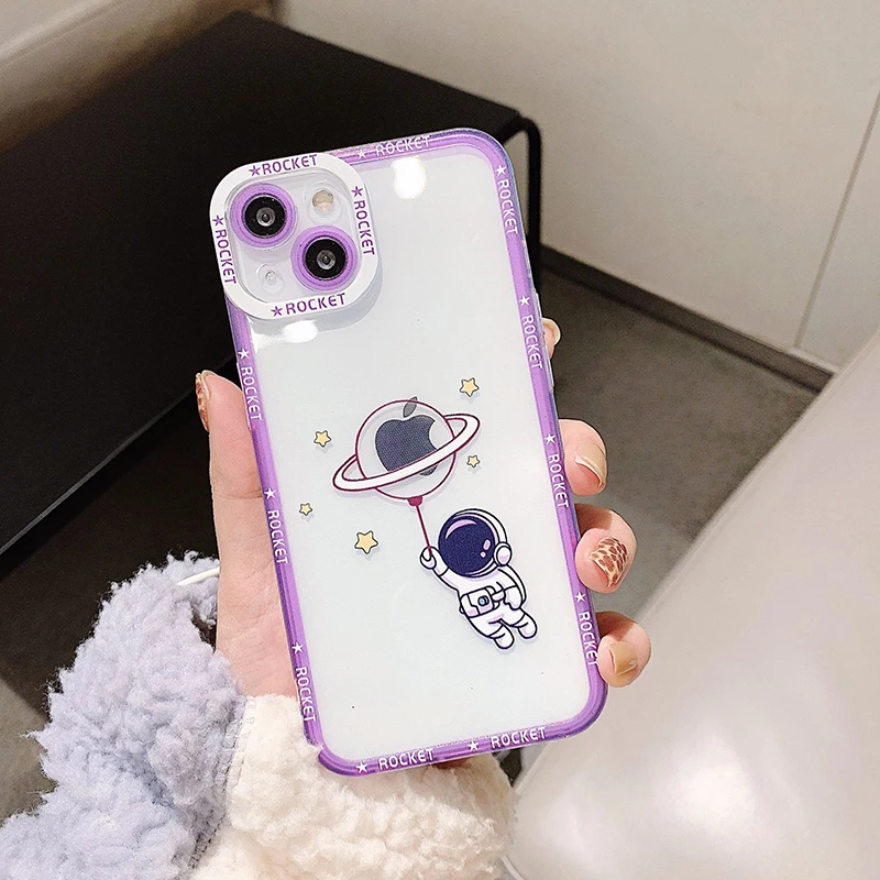 Angel's Eye Originality Lovely Astronaut Apply IPhone 14 15 Promax  Phone Case Straight Edge Soft Shell Fall Prevention Stable