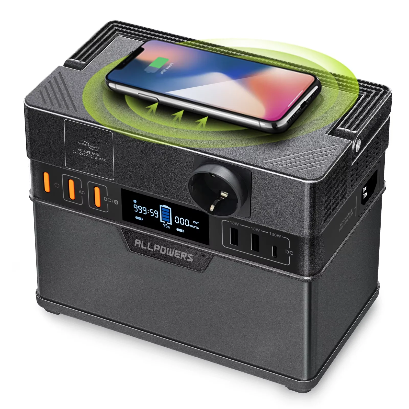 ALLPOWERS S300 PLUS Portable Power Station 288Wh Solar Generator & SP012 100W Foldable Solar Panel for Travel Camping RV Garden