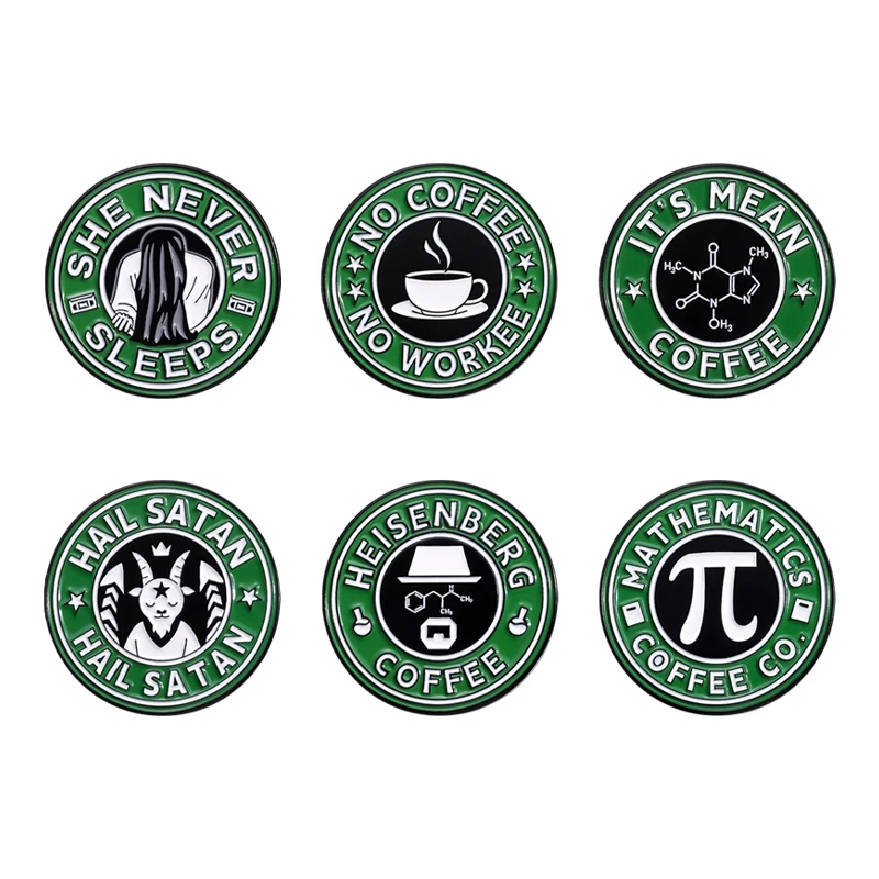 No Coffee No Workee Enamel Pins, Funny Creative Round, It's Mean Coffee Brooch, Backpack Revers Danemark ges, Punk Jewelry Gift for Friends