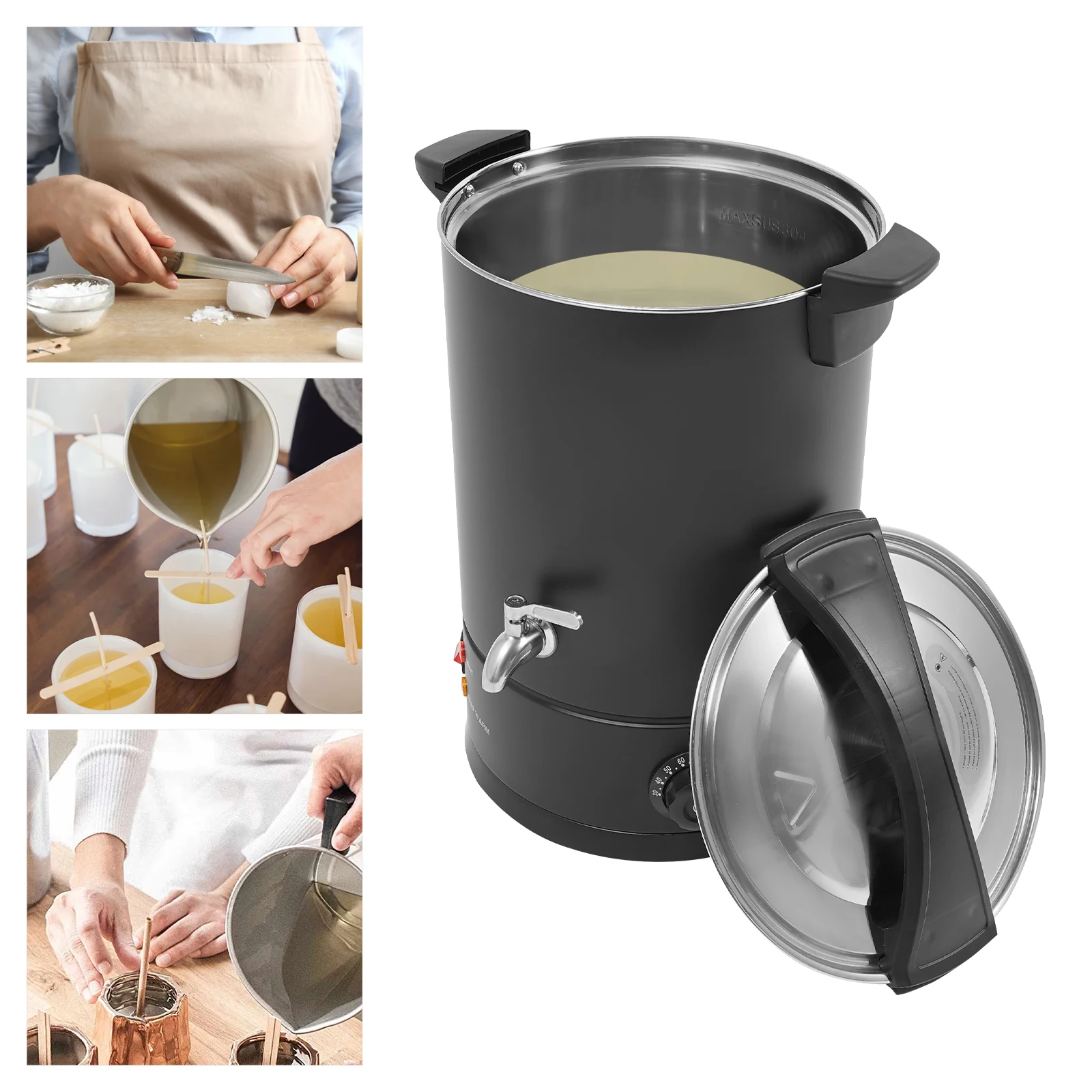 1800 واط صهر الشمع الصناعي SUS304 الفولاذ المقاوم للصدأ سعة 12 لتر 30-110 ℃ التحكم في درجة الحرارة 220 فولت معدات ذوبان الشمع الجهد #1