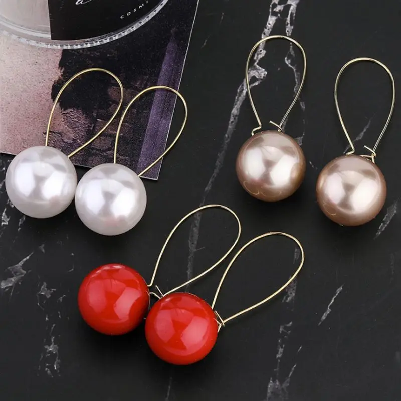 Korean feeling Haiqing same pearl earrings atmospheric earrings Internet celebrity temperament long U-shaped earrings elegant